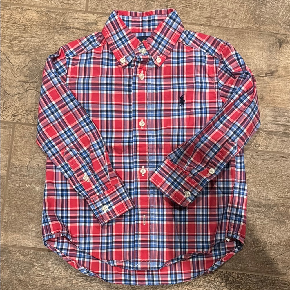 Ralph Lauren Red White and Blue Boys Button Down Toddler